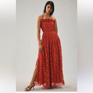 Anthropologie Bhanuni Sheer Appliqué Dress